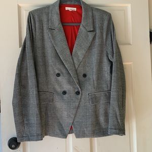 June & Hudson Black White Plaid Red Polyester Lining -